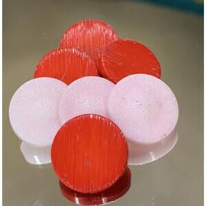 7 VTG Lansing Plastic Cherry Red & Pink Brush Stroke Textured Shank 3/4” Buttons